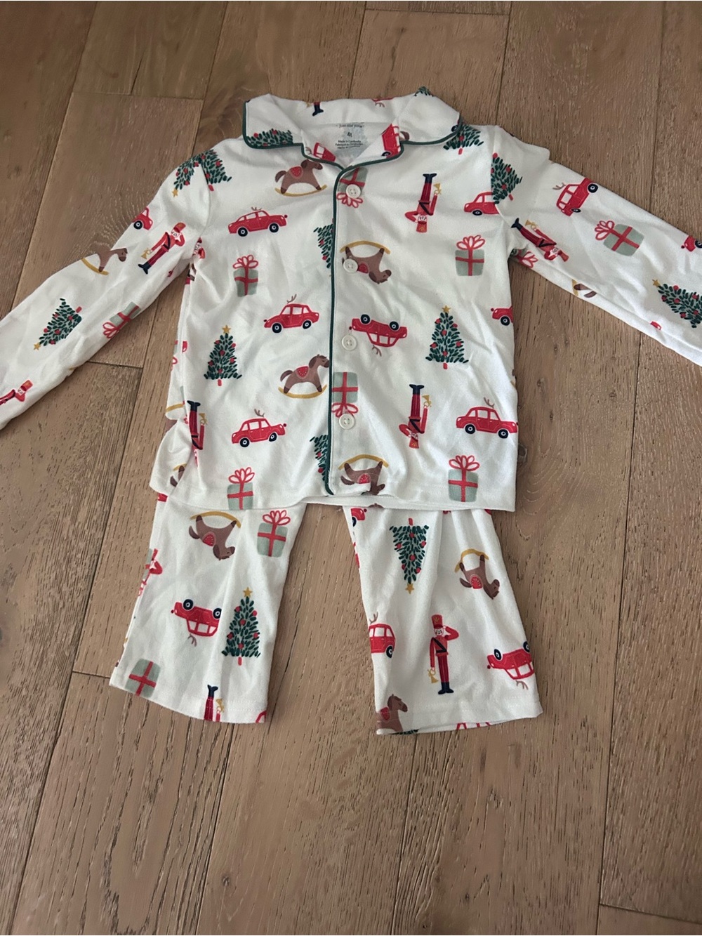 Carter's White Pajama Set with Red, Green & Gold Holiday Motifs